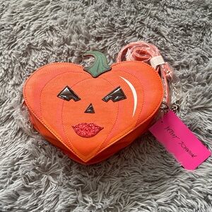 Betsey Johnson Orange Pumpkin Face Bag